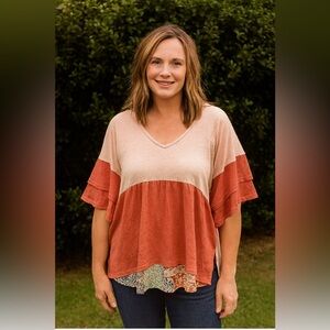 Umgee Pink and Orange Relaxed Tunic